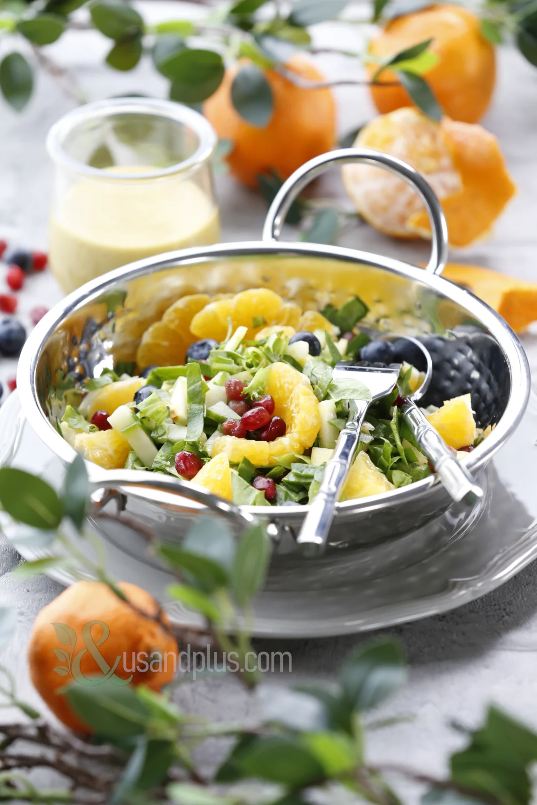chopped green salad with fruits